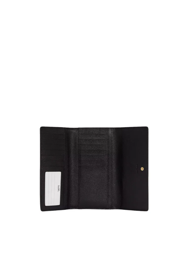 ( AS IS ) Coach Slim Crossgrain Leather C5578 Trifold Wallet In Black