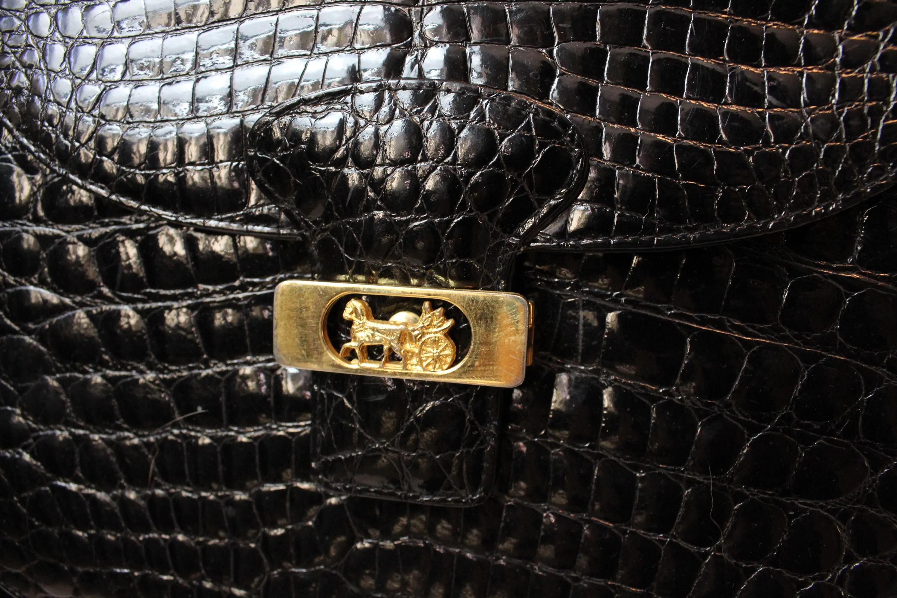 1970s CELINE horse and carriage glossy purse handbag | new fall winter