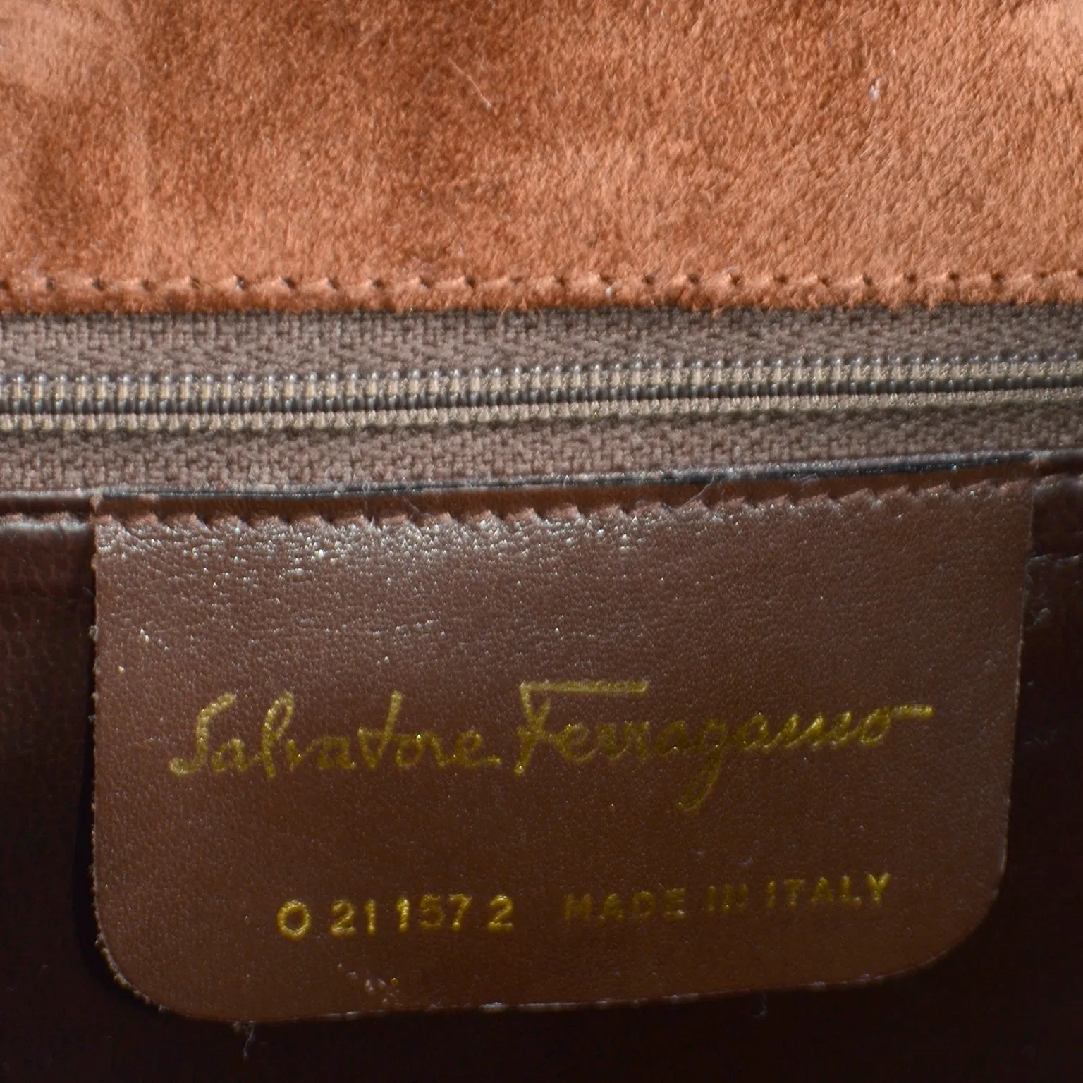 1980s Ferragamo Vintage Brown Suede Handbag w Shoulder Strap