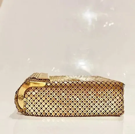 1980s GUCCI GOLD METAL MESH WEB LOGO CIGARETTE CASE BOX