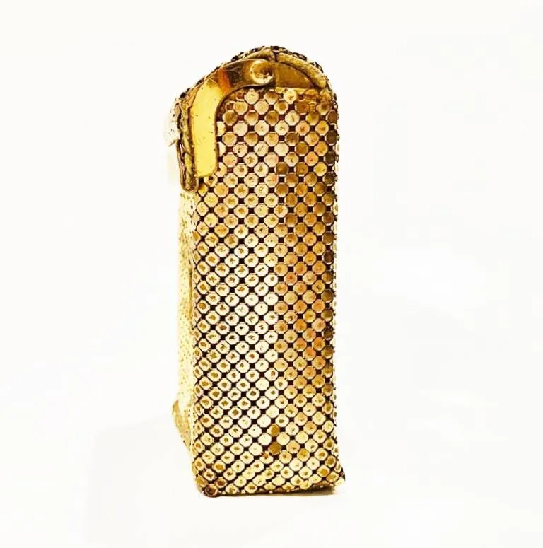 1980s GUCCI GOLD METAL MESH WEB LOGO CIGARETTE CASE BOX