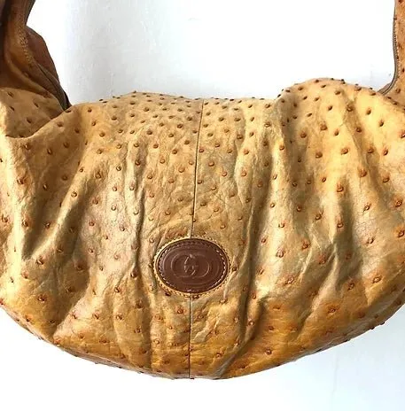 1980s GUCCI OSTRICH SADDLE BAG