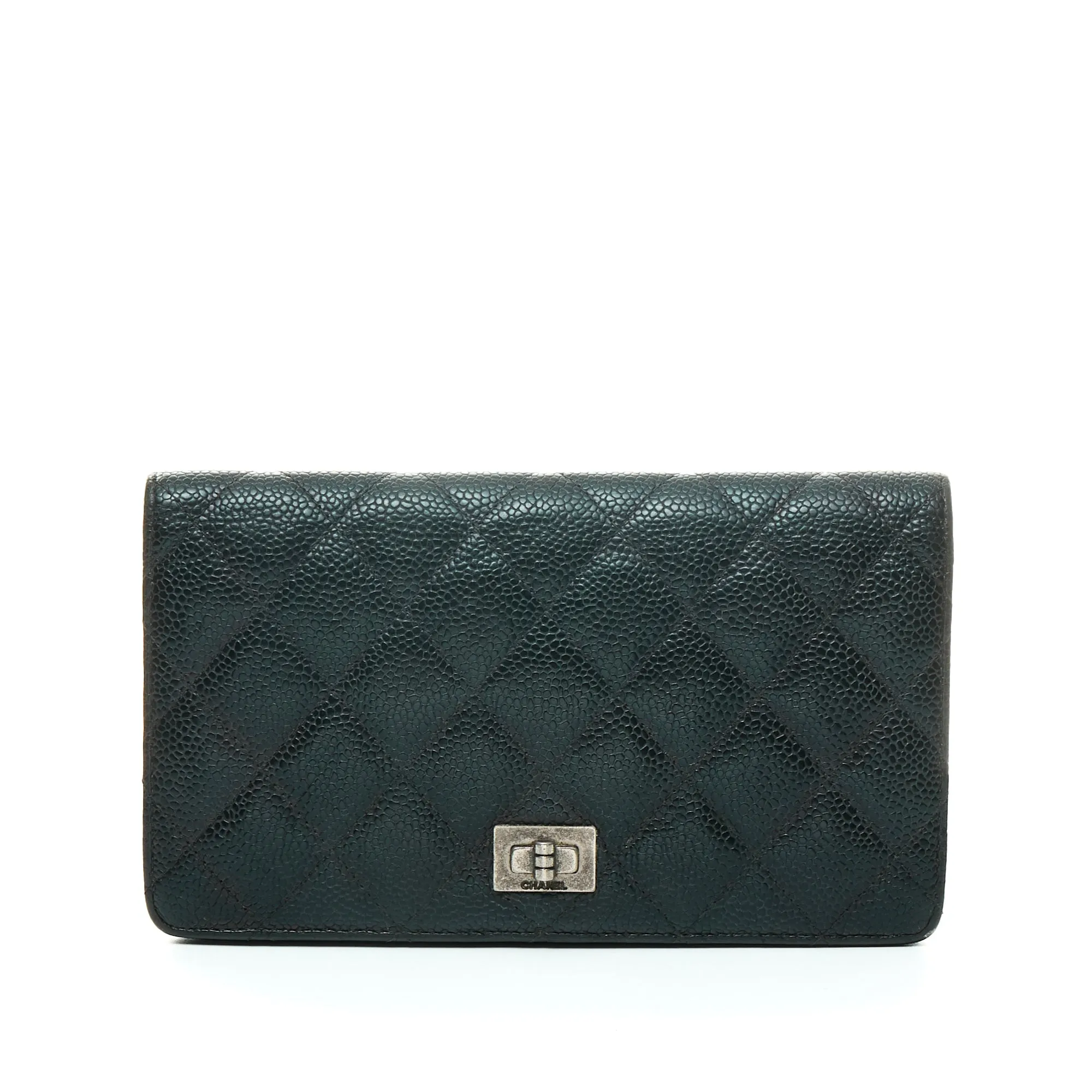 2.55 Reissue Black Wallet in Caviar Leather, Ruthenium hardware