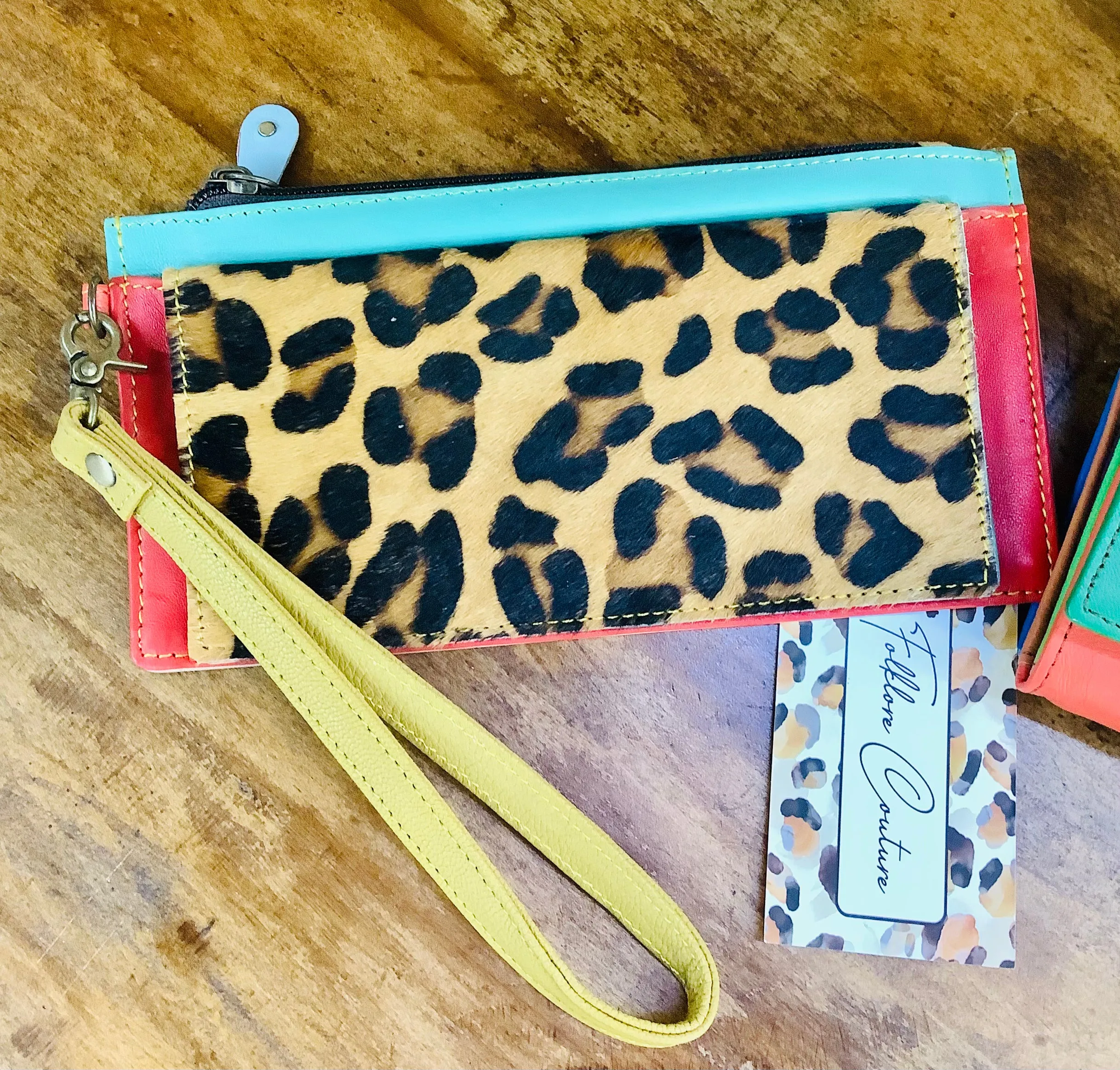 Aria Leather and Hair on Hide Wristlet Wallet