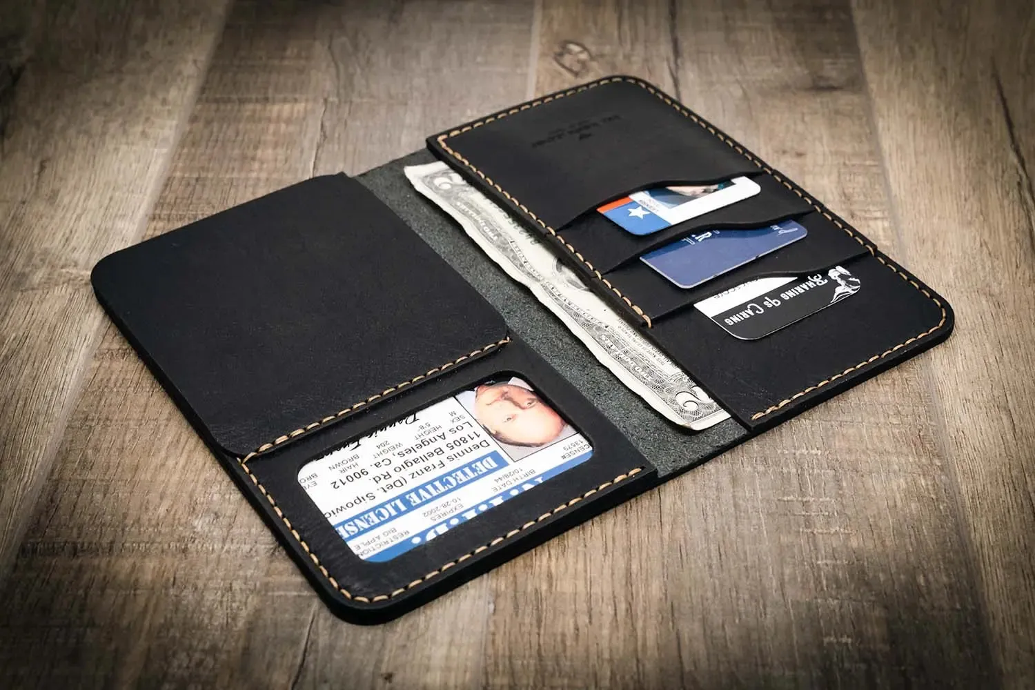 Badge Long Wallet - Black