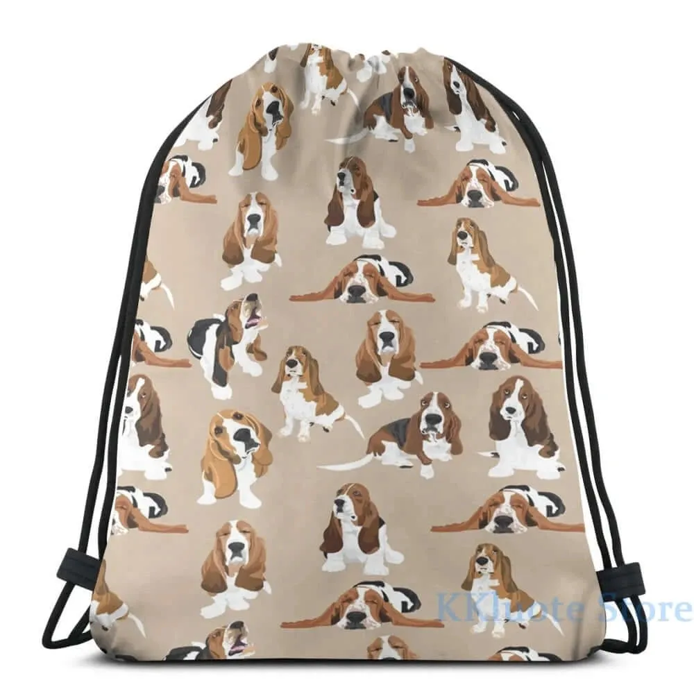 Basset Hound USB Charge Backpack, Laptop Bag, Drawstring Bag