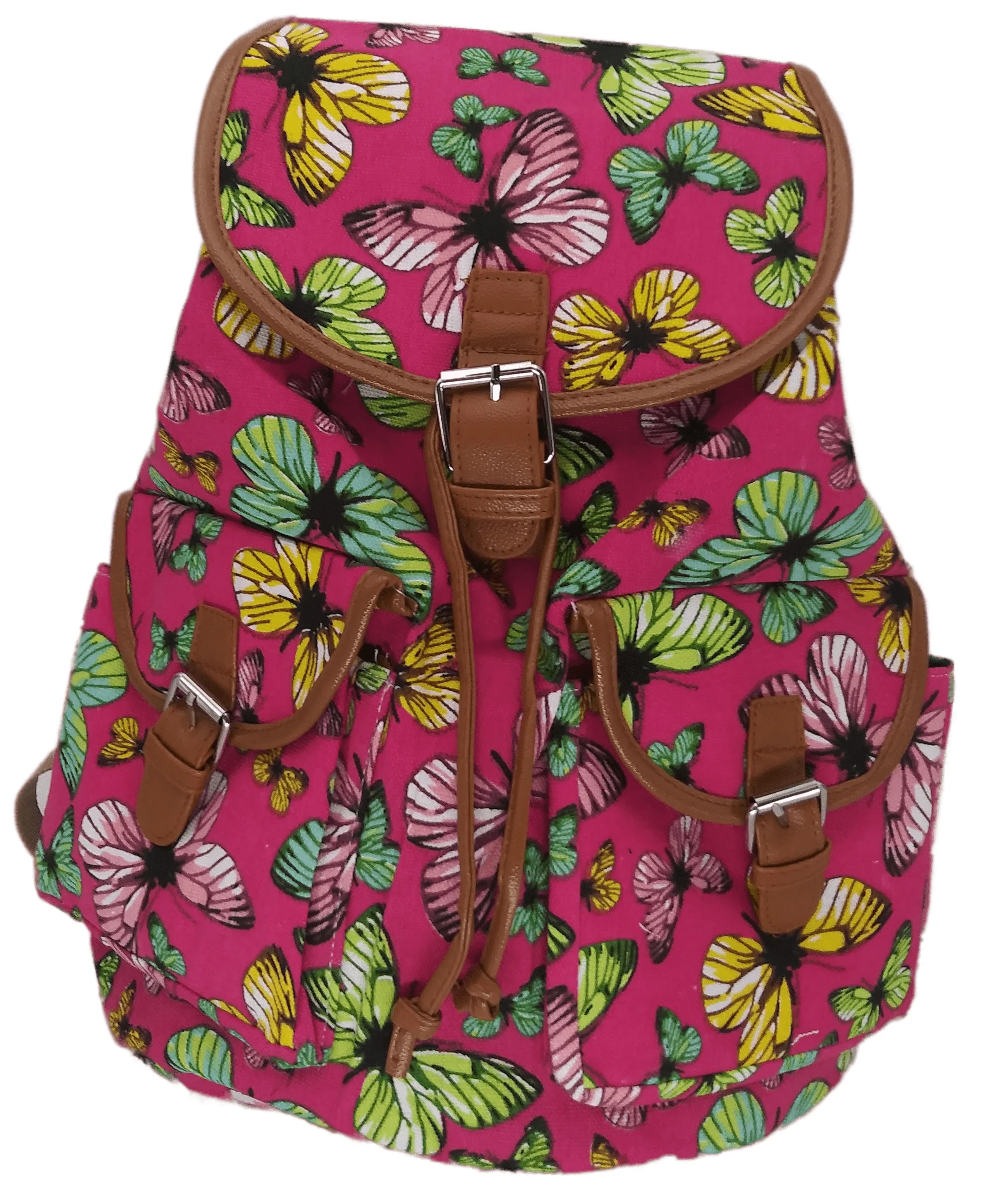 Bravo! Backpack Rucksack Drawstring (Butterfly, Hot Pink 2)