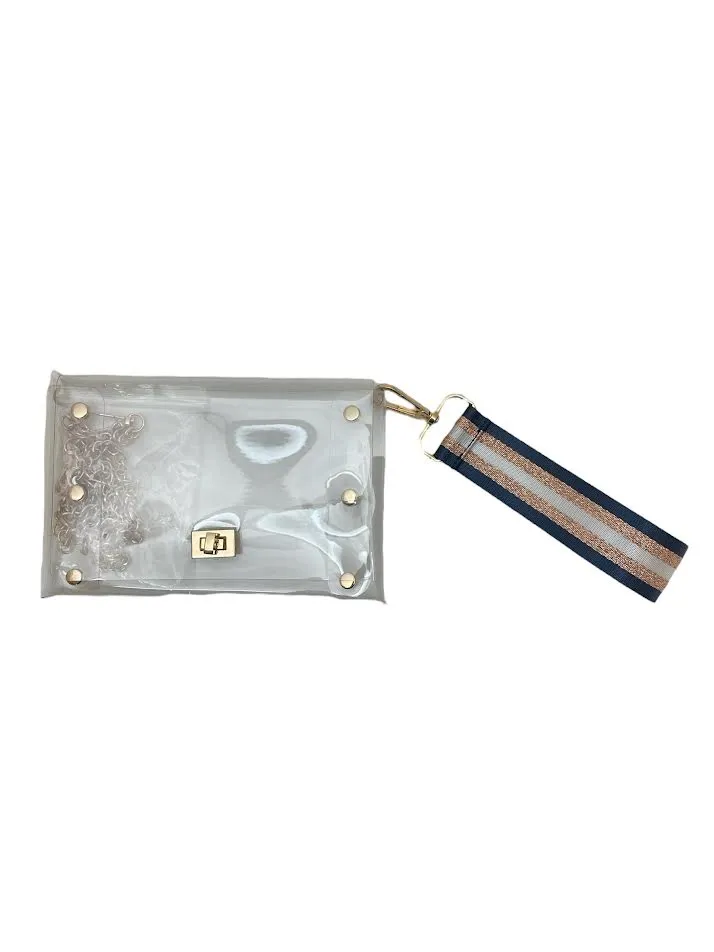 Carrying Kind Clear Wristlet Bag w/ Game Day Colored Strap