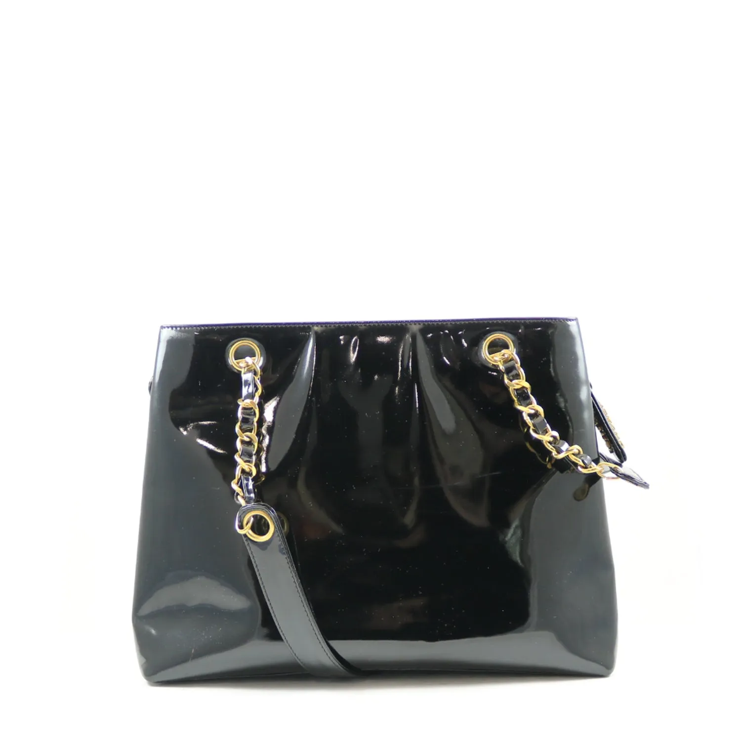 CC Patented Leather Shoulder Bag