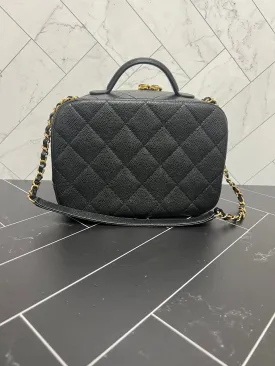 Chanel Black Caviar Quilted Small Top Handle Vanity Case