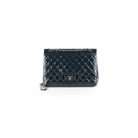 Chanel Classic Flap Maxi Patent Bag Navy