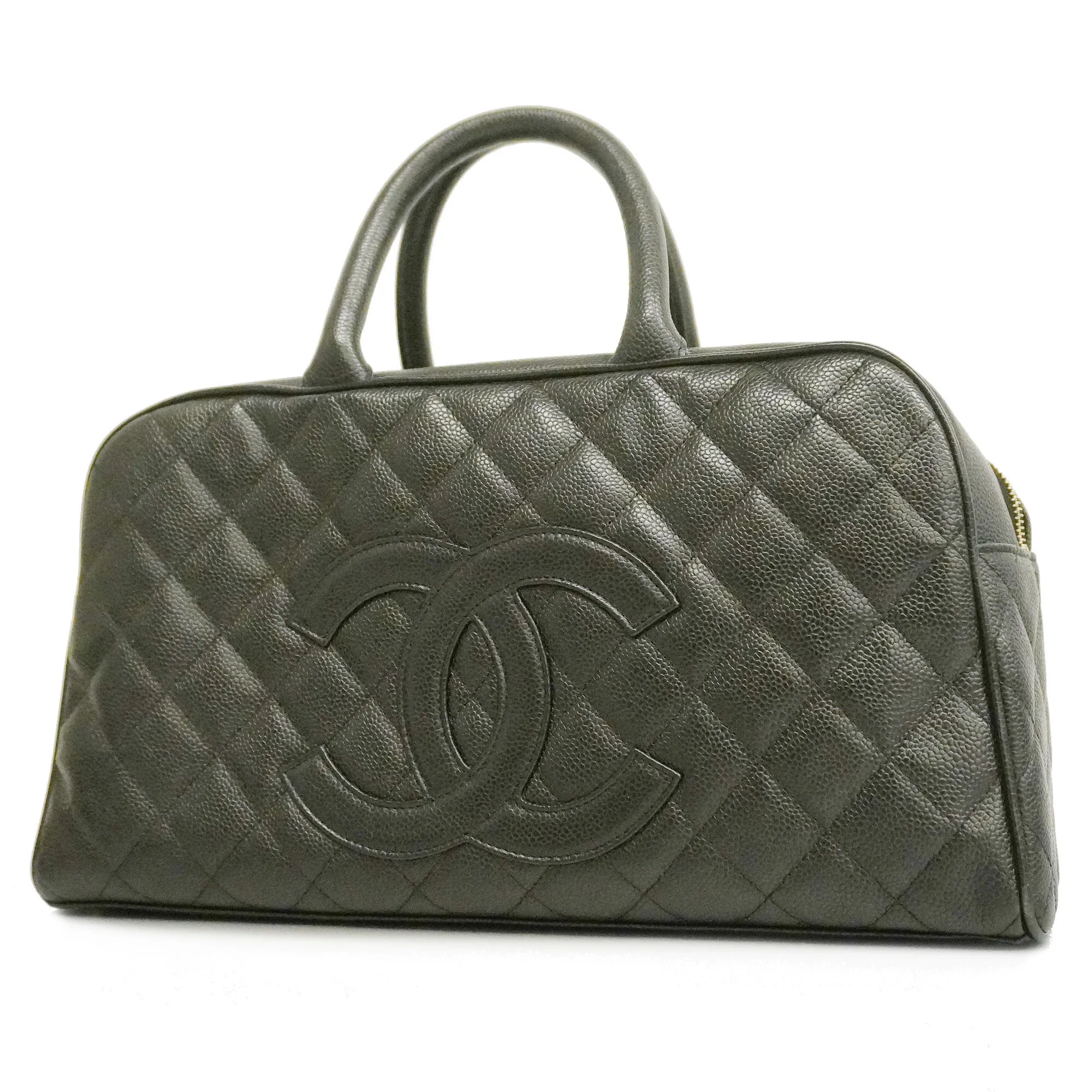 CHANEL  Matelasse Handbag Women's Caviar Leather Black