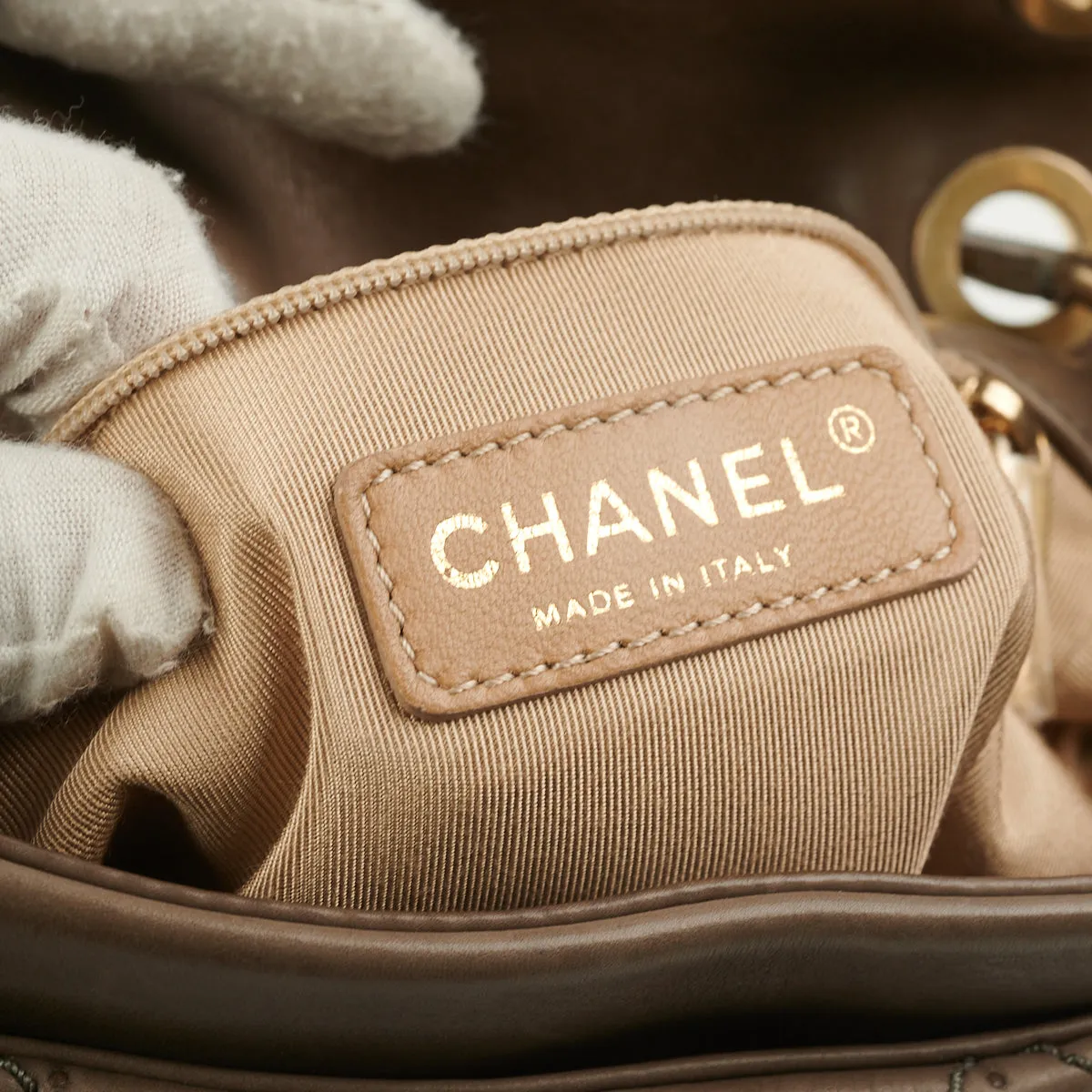 Chanel Quilted Square Flap Lambskin Taupe