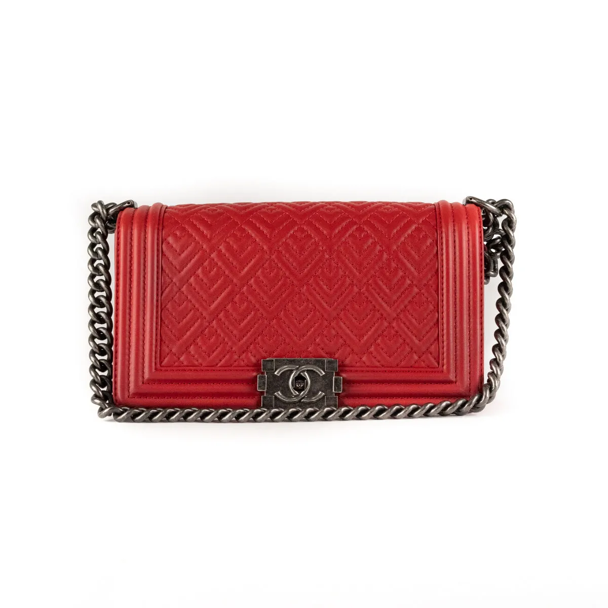 Chanel Red Boy Old Medium Bag Lambskin