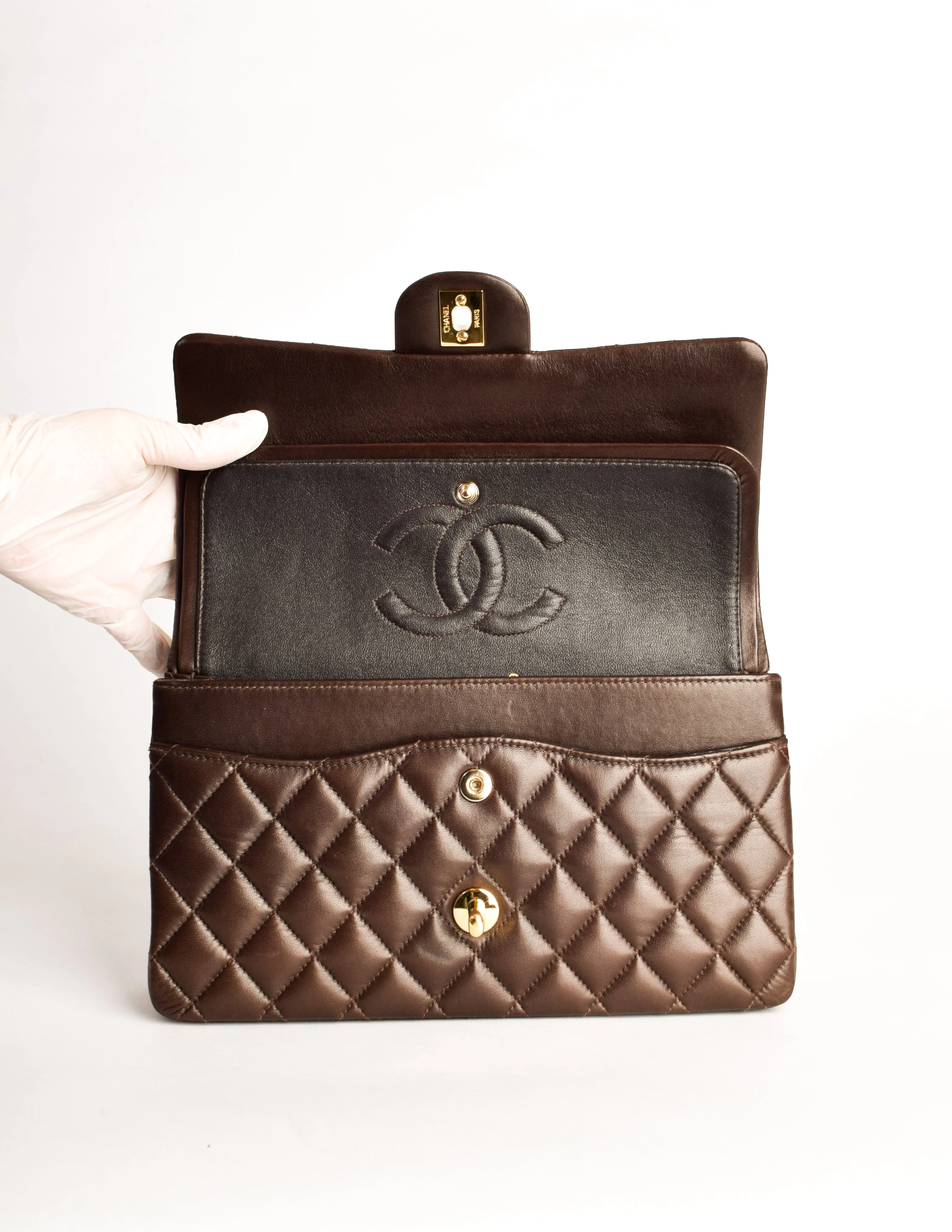 Chanel Vintage Chocolate Brown Quilted 2.55 Medium Classic Double Flap Bag