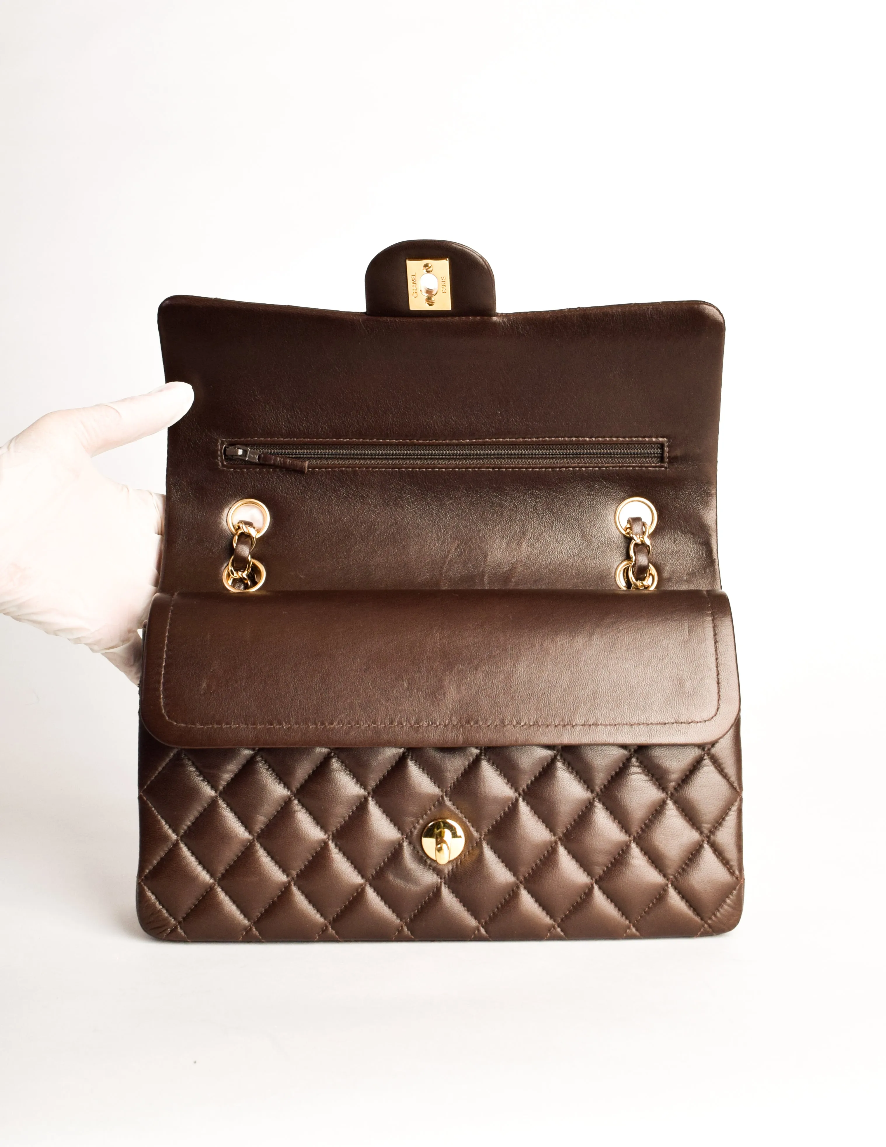 Chanel Vintage Chocolate Brown Quilted 2.55 Medium Classic Double Flap Bag