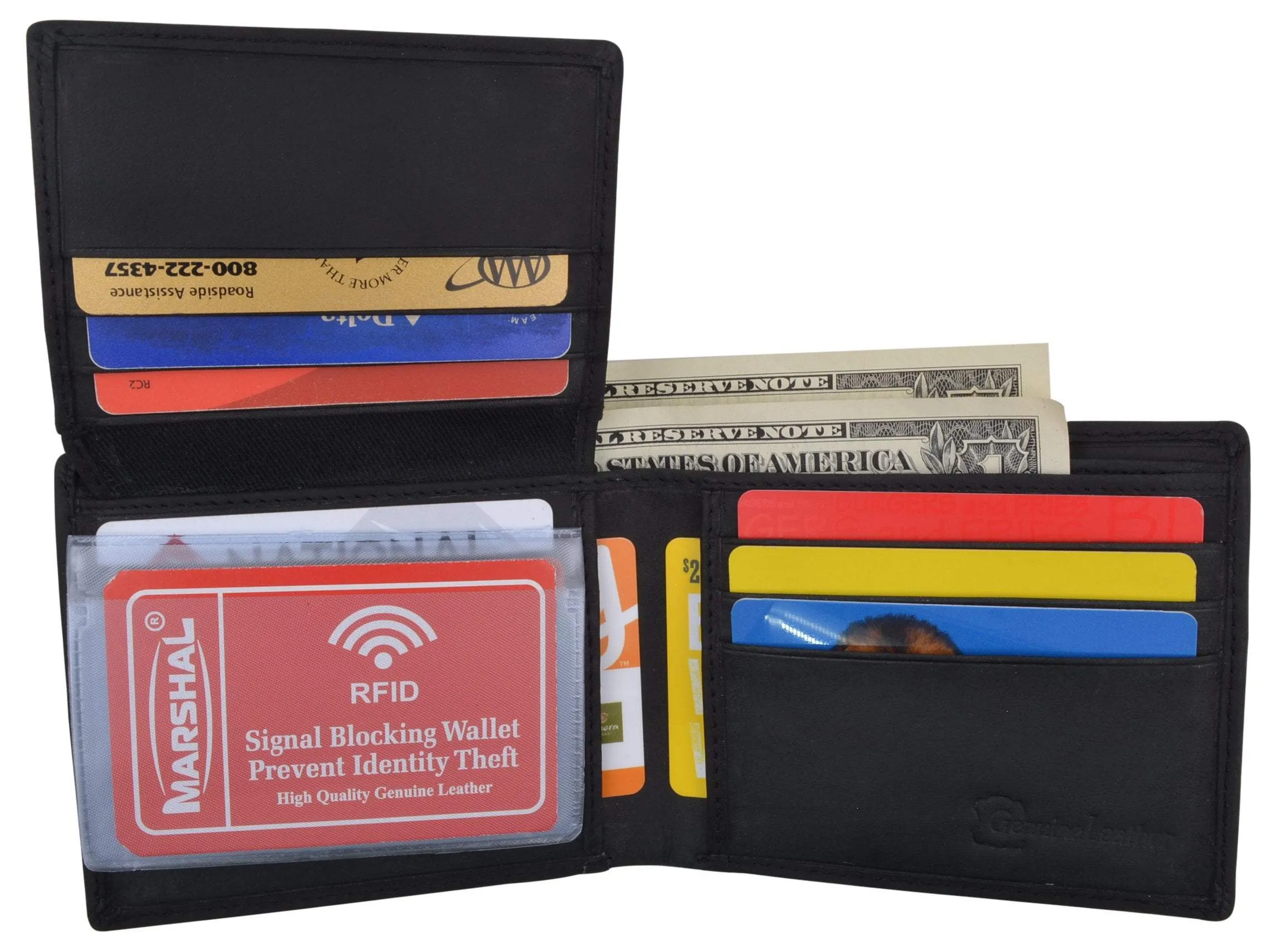 Chicago City Logo RFID Mens Leather Credit Card ID Bifold Wallet