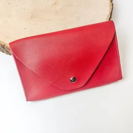 Envelope Faux Leather Fanny Pack in Ruby Red