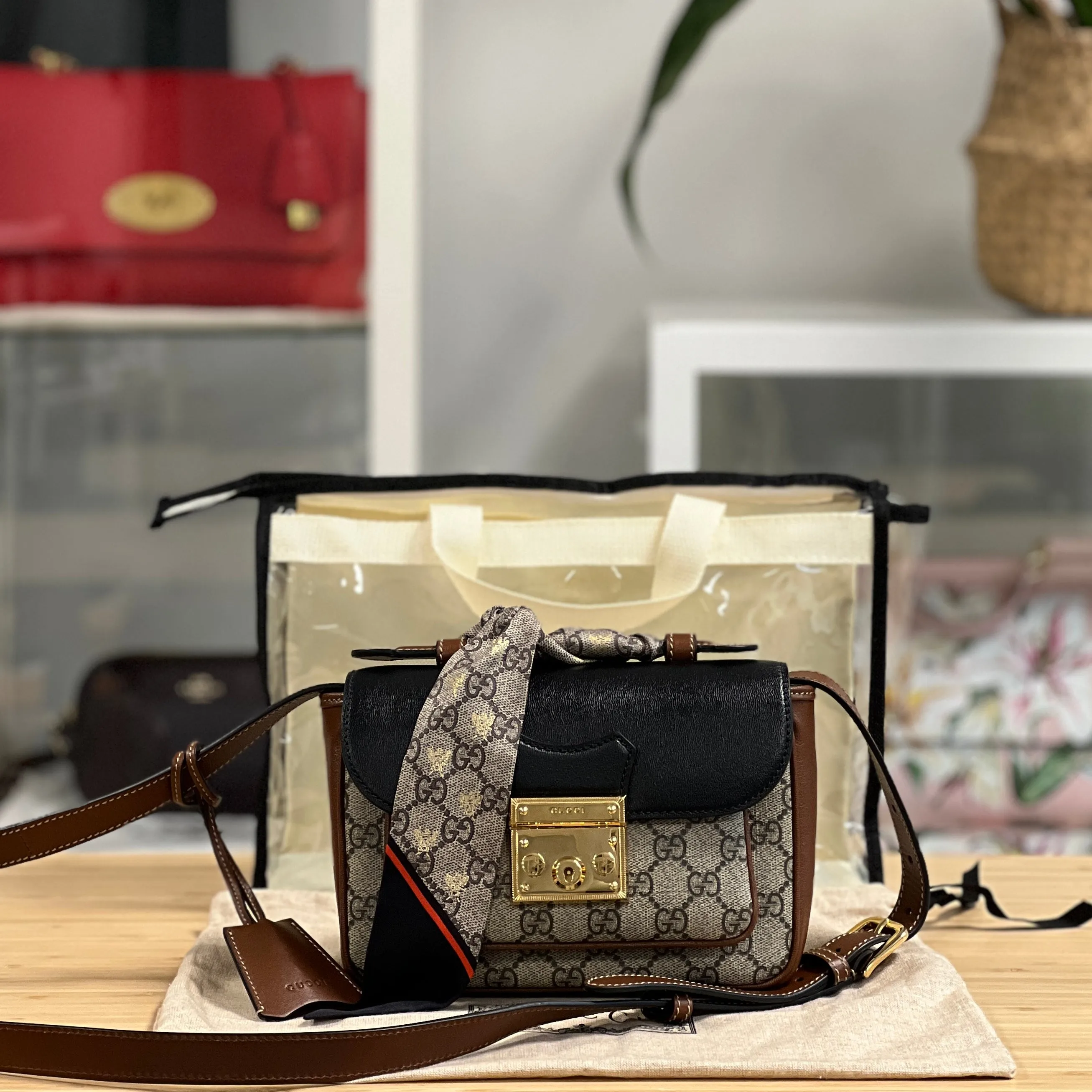 Gucci Supreme Padlock Crossbody & Wallet Set