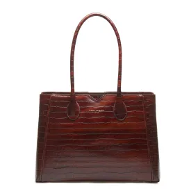 Honoré Cloe croco brown calfskin leather handbag