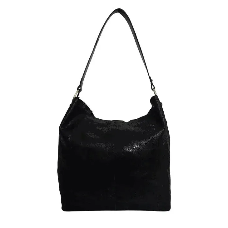 Leather Textured Hobo Shoulder Bag