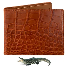 Light Brown Alligator Belly Leather Bifold Wallet for Men RFID Blocking | VINAM-30