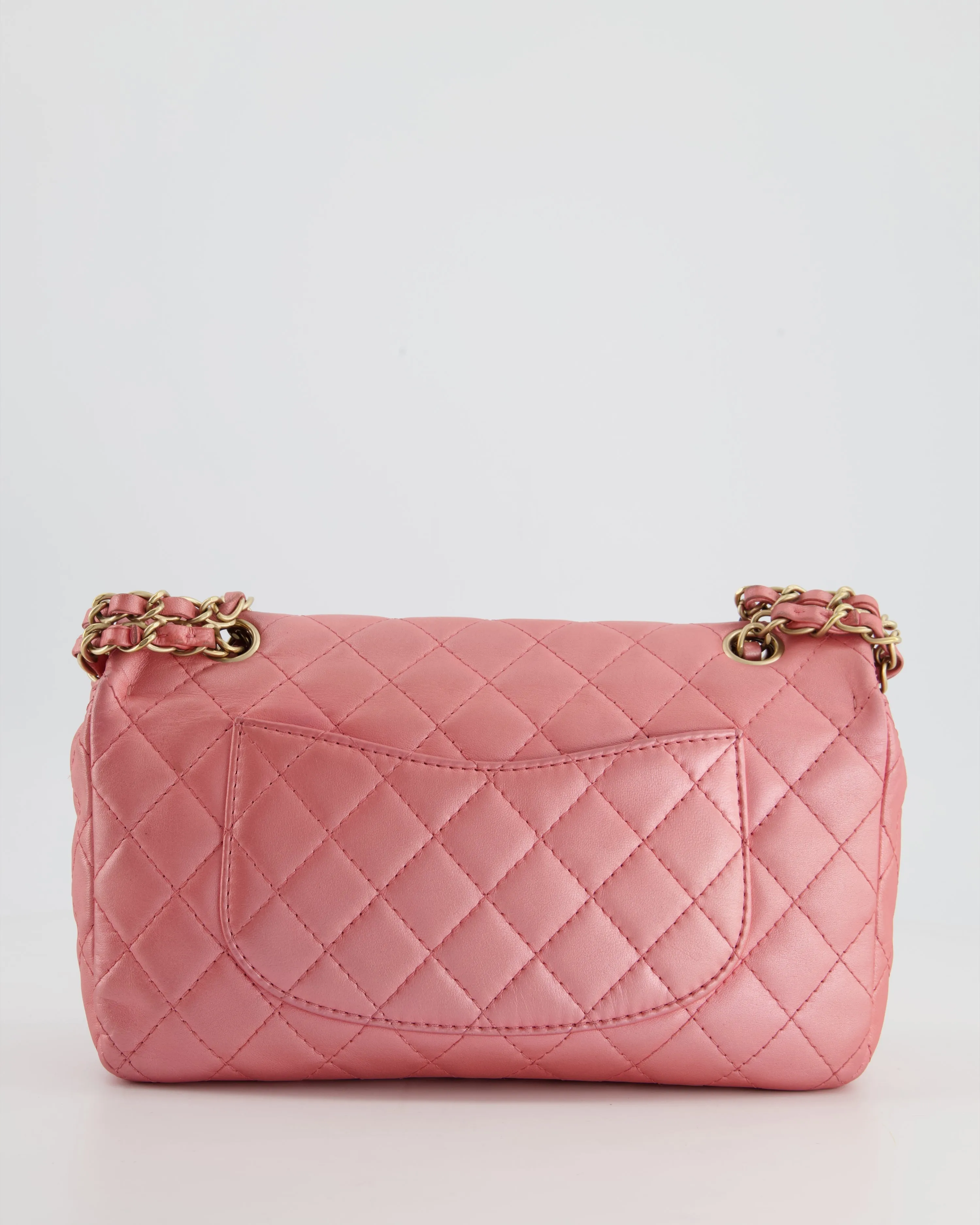 *LIMITED EDITION* Chanel Pink Metallic Single Flap Shoulder Bag in Lambskin Leather with Gold and Precious Stone Hardware