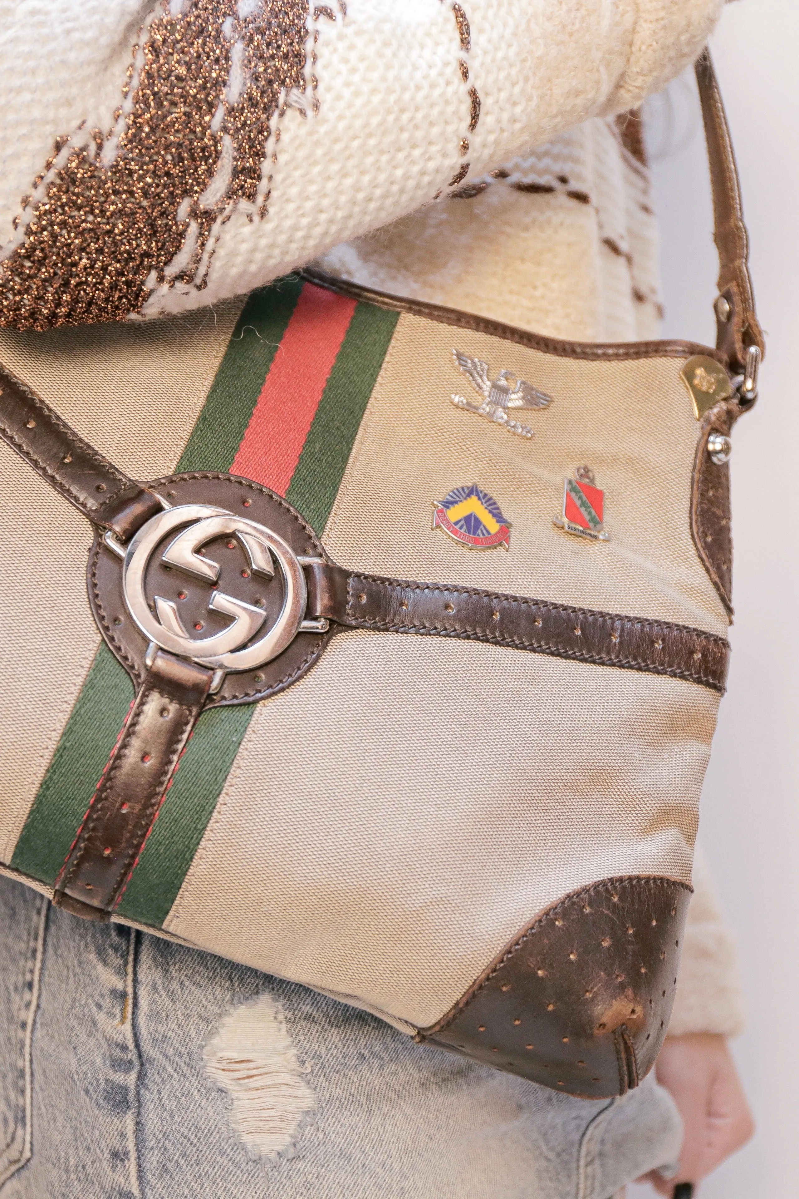 LS Upcycled Vintage Military Pin GG Bag