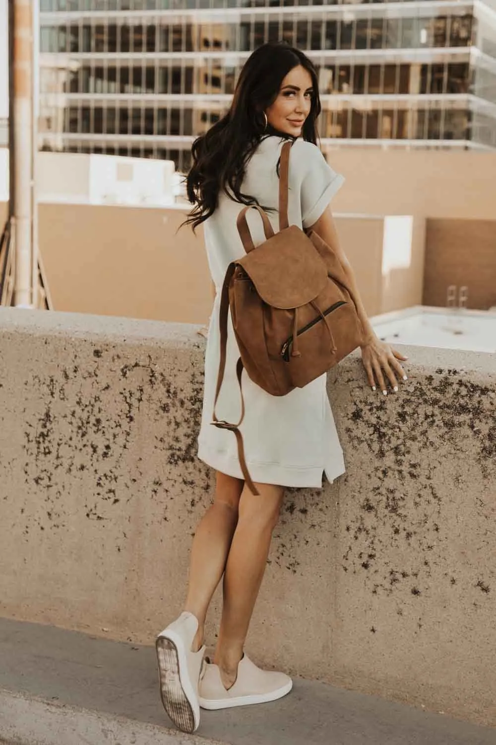 Olivia Drawstring Backpack in Camel