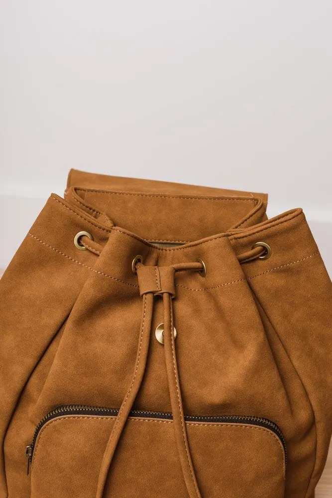 Olivia Drawstring Backpack in Camel