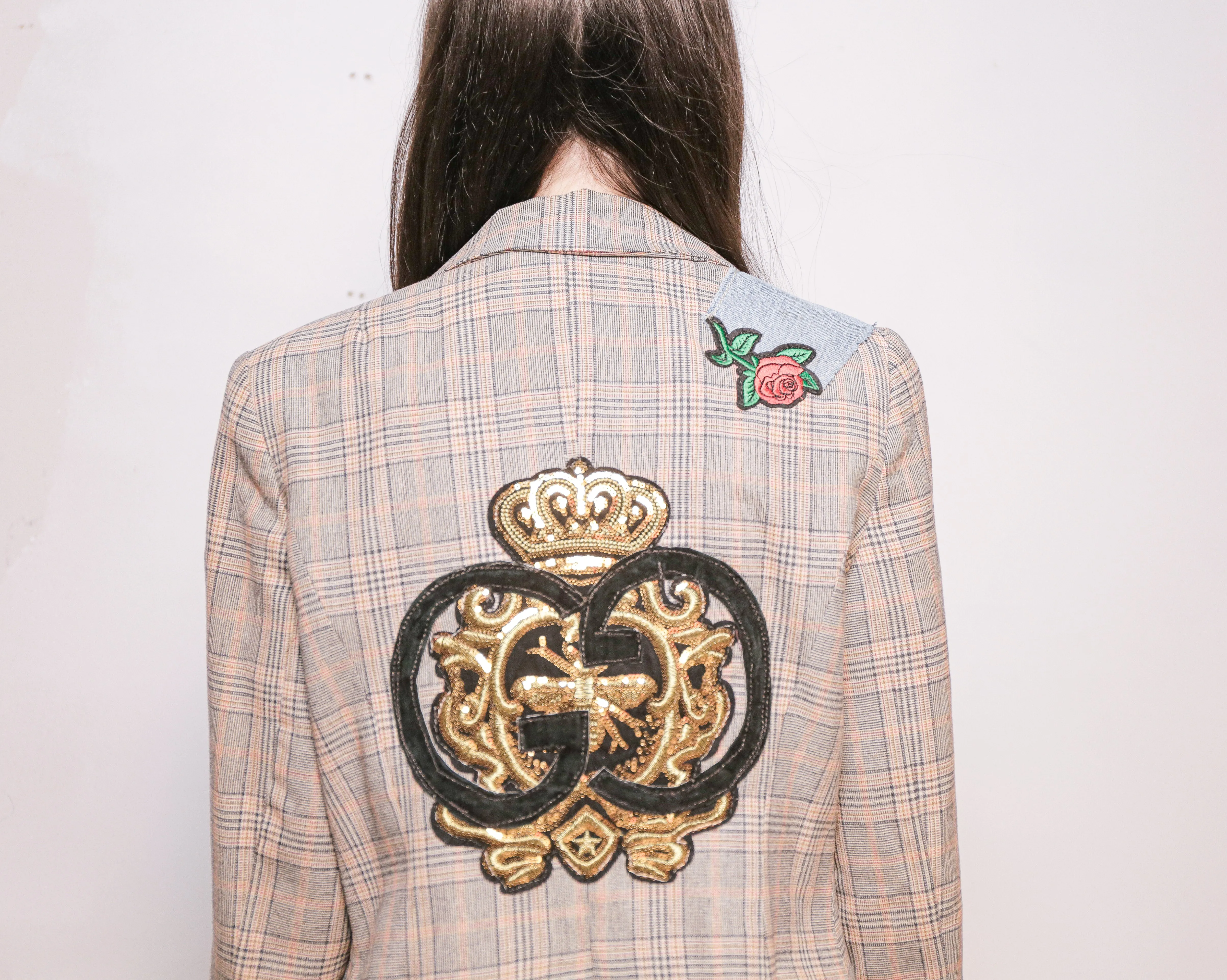 OOAK Vintage Plaid Gucci Patch Blazer