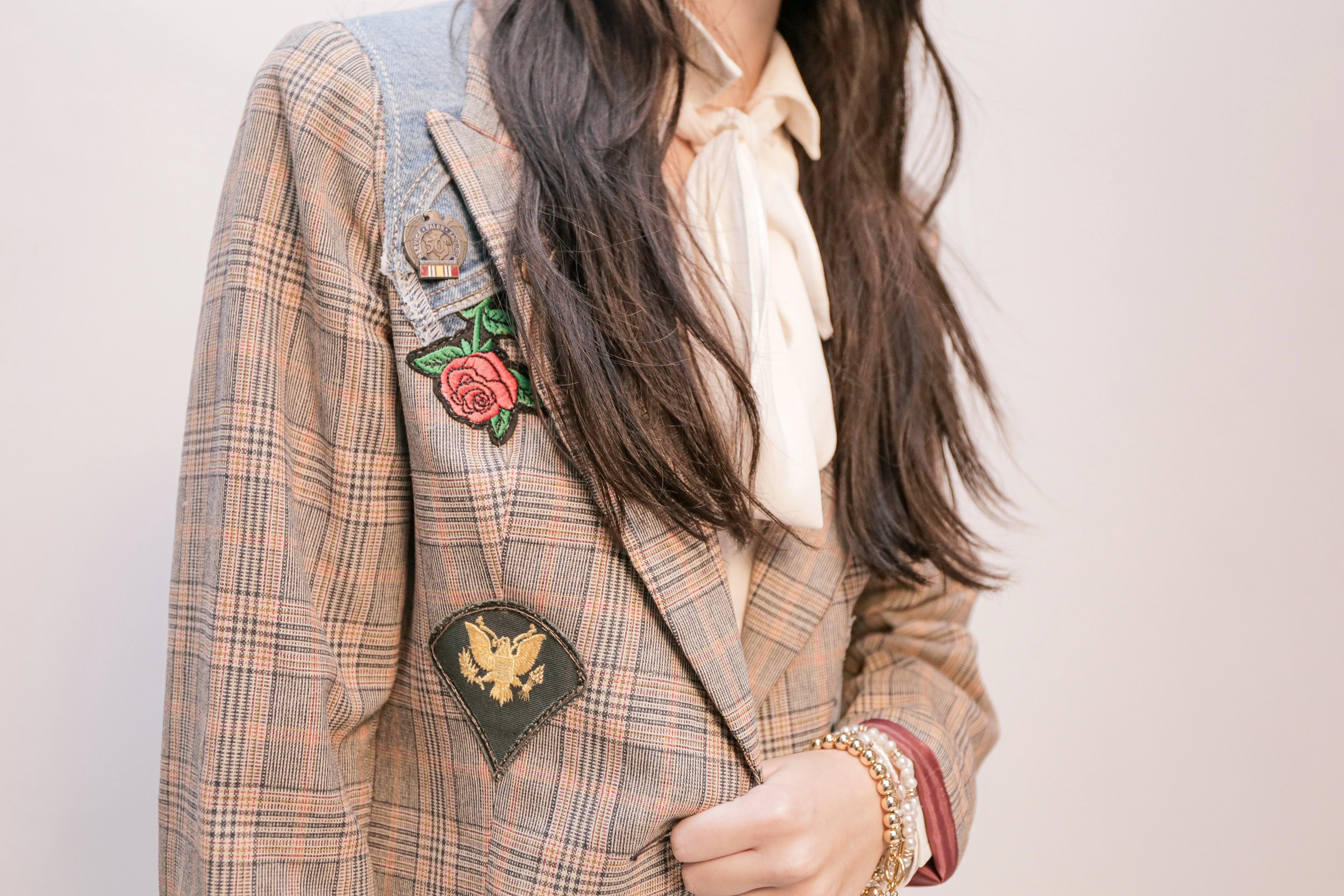 OOAK Vintage Plaid Gucci Patch Blazer