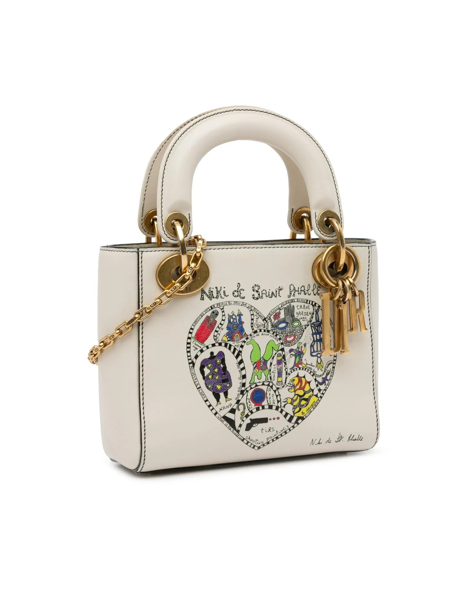 Printed Calfskin Mini Lady Dior Satchel with Detachable Strap