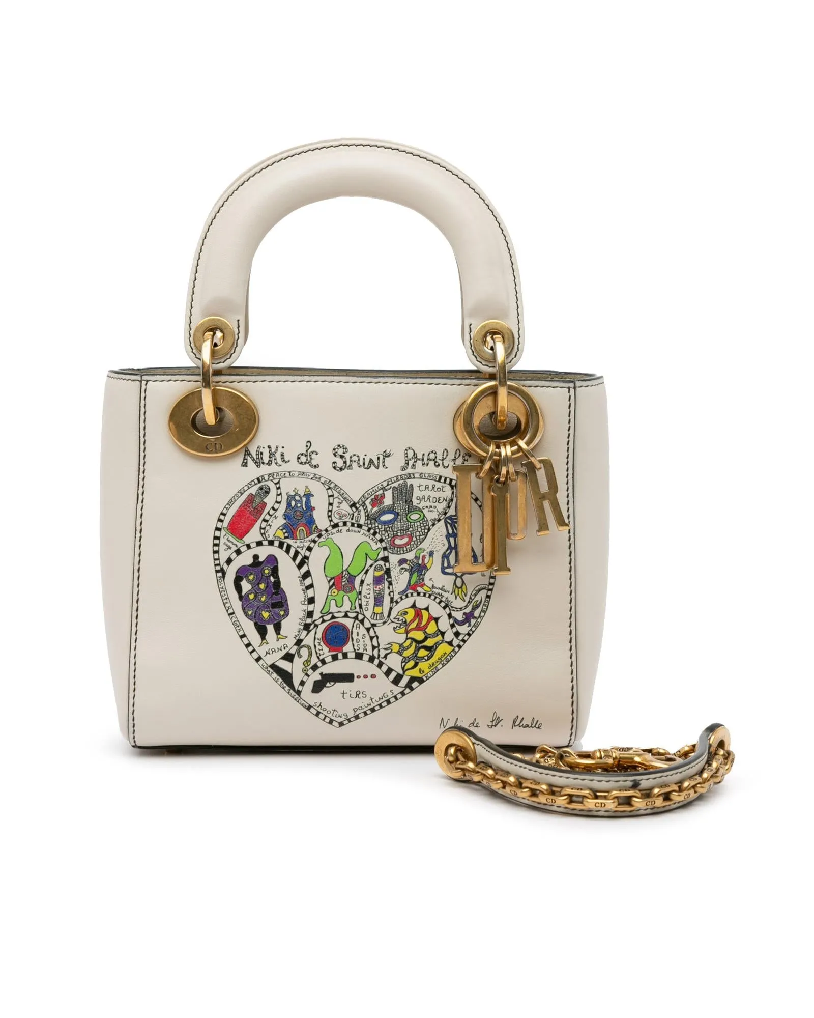 Printed Calfskin Mini Lady Dior Satchel with Detachable Strap