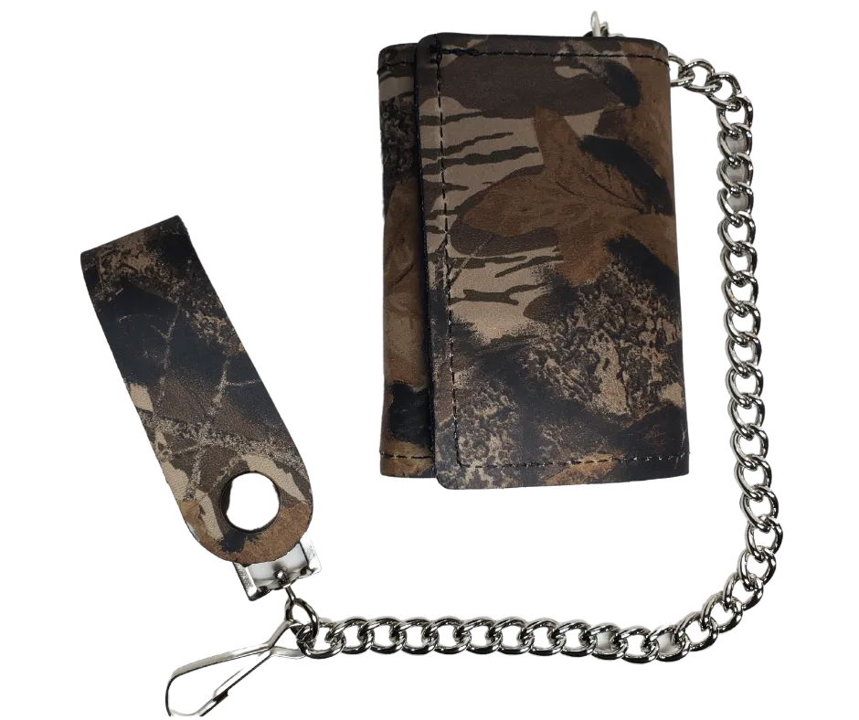 "CAMO" Tri-Fold Chain Wallet