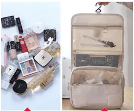 Trending stylish portable travel shower make-up bag storage bag