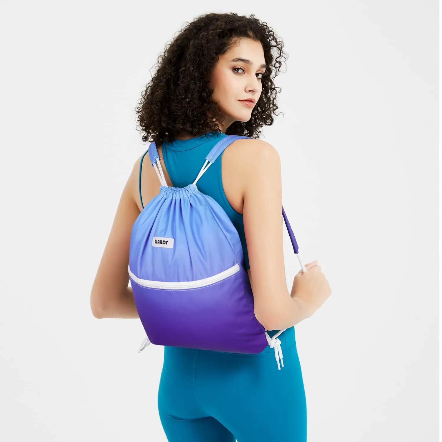 WANDF Sports Gym Drawstring Backpack with Shoulder Pads