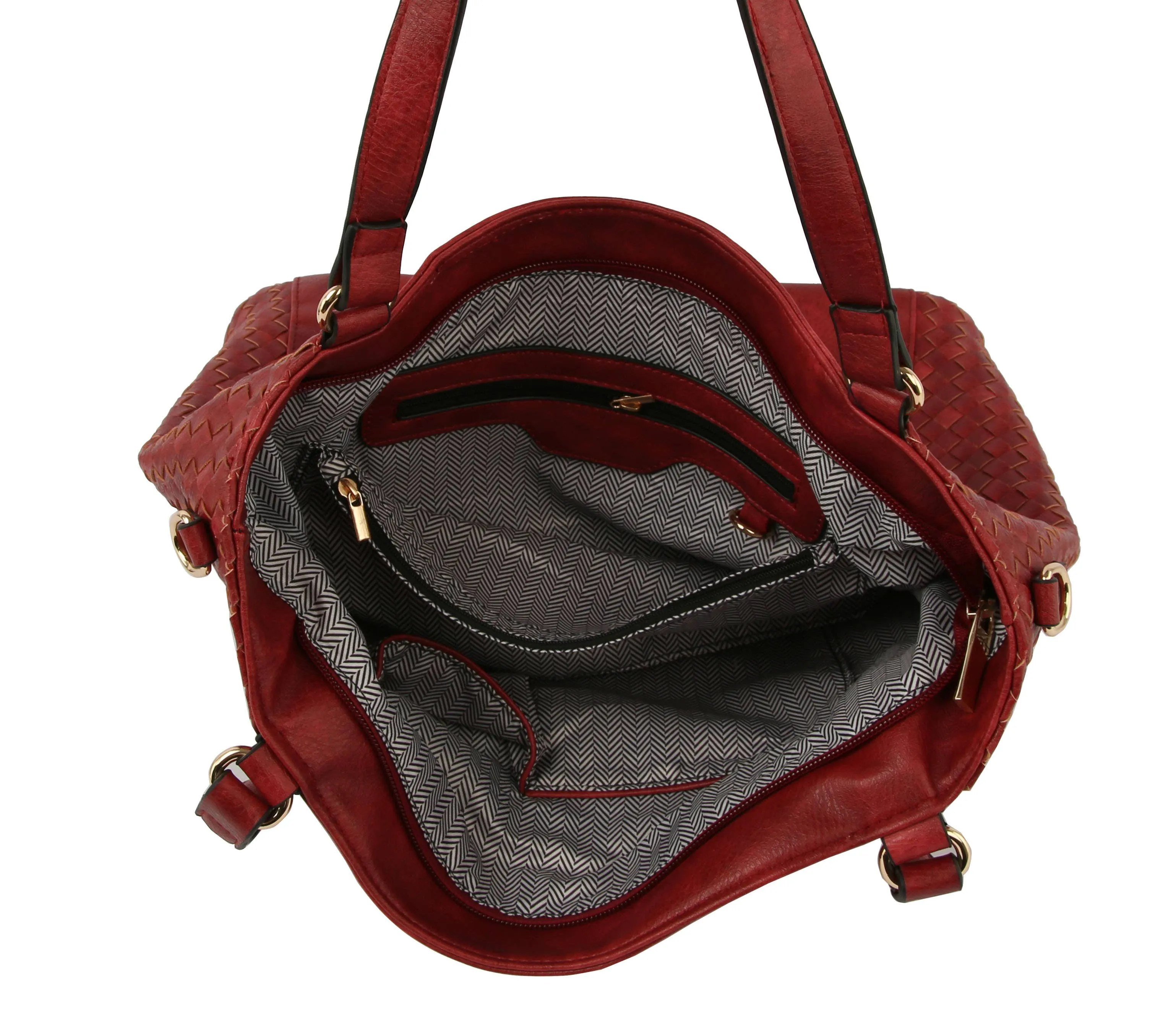 Weave Soft Leather Tote Crossbody Hobo Bag