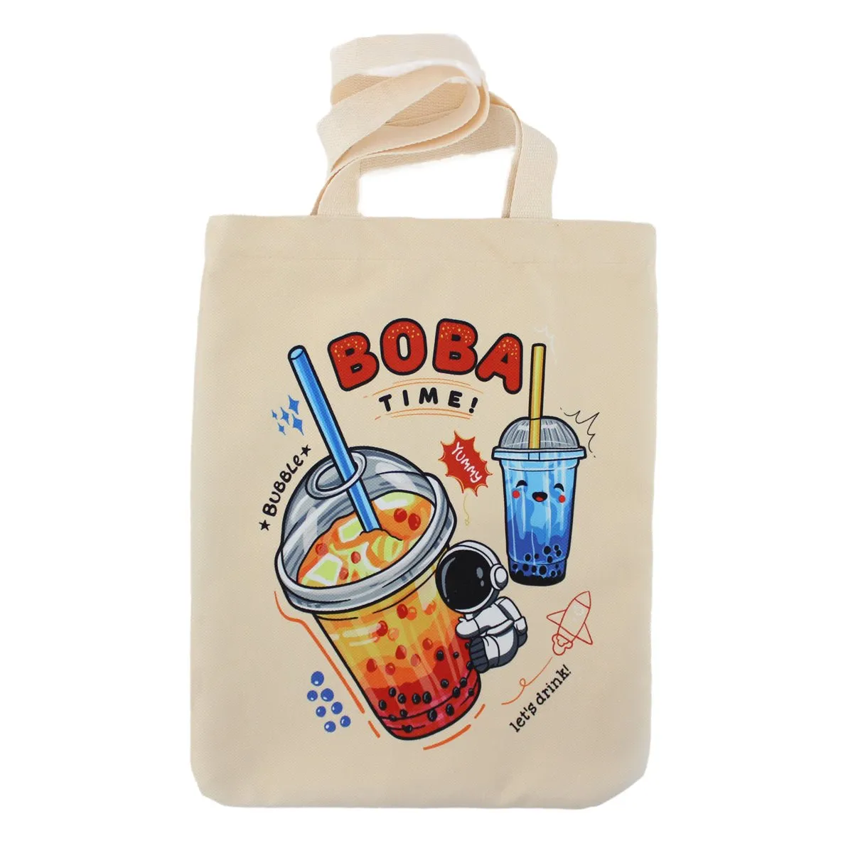 Women Tote Bag, Boba Lovers Two Side Printed Flannel Bag, Bubble Tea Tote Bag