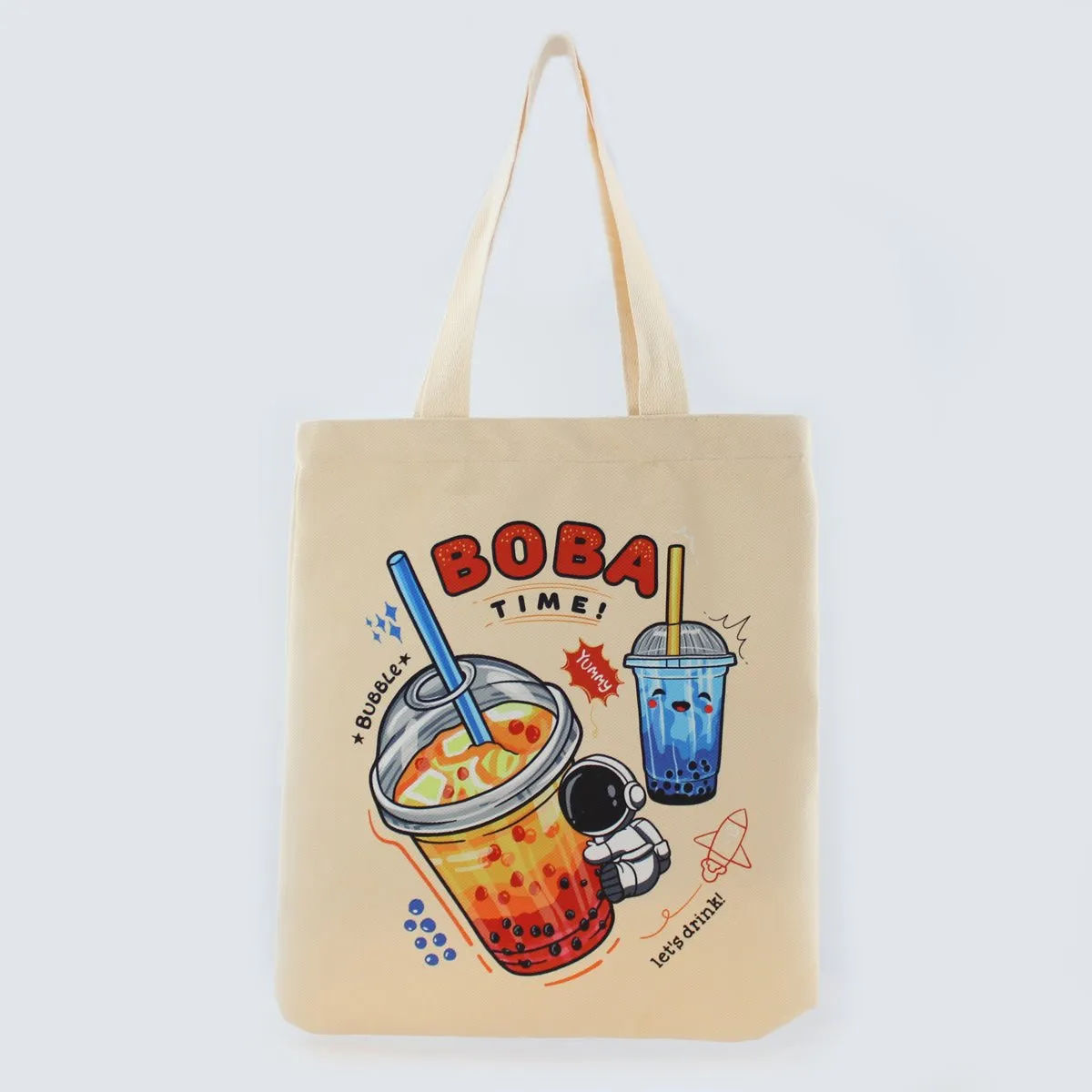 Women Tote Bag, Boba Lovers Two Side Printed Flannel Bag, Bubble Tea Tote Bag