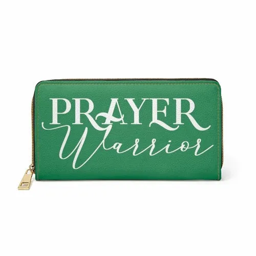 Wristlet Phone Wallet, Green and White Prayer Warrior Graphic Purse